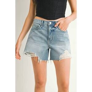 NEW JUST BLACK DENIM women's vintage distressed shorts in light denim